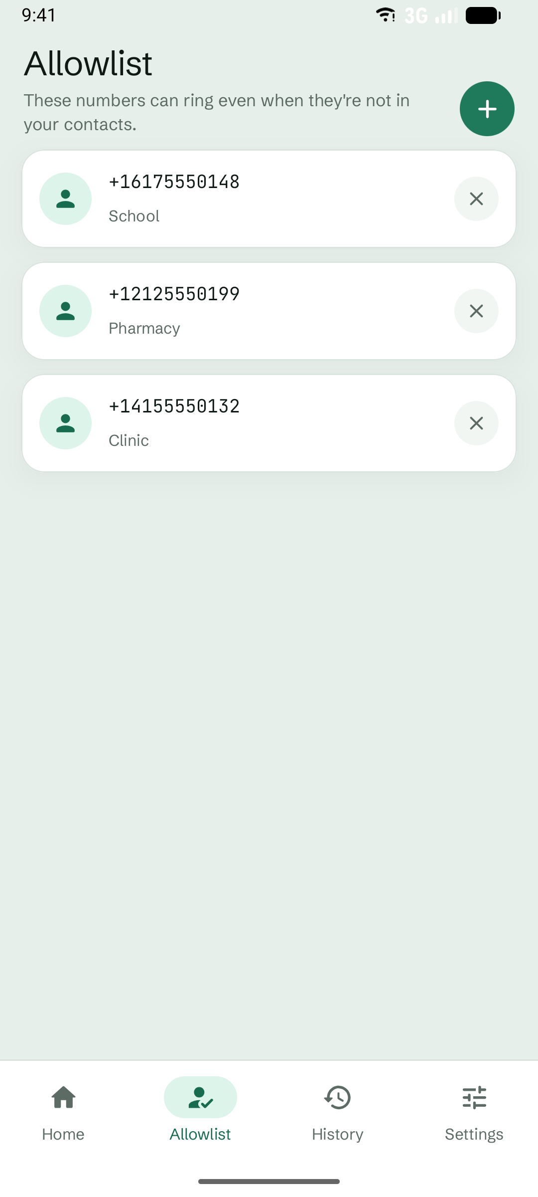 NobodyCalls allowlist screen